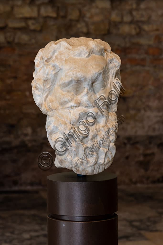 Marble Head of Silenus from the 2nd century AD, Capitolium, Unesco archaeological area of Brescia