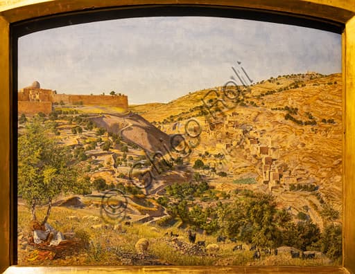 Dipinto Gerusalemme Valle di Giosafat Monte degli Ulivi Thomas Seddon 1854