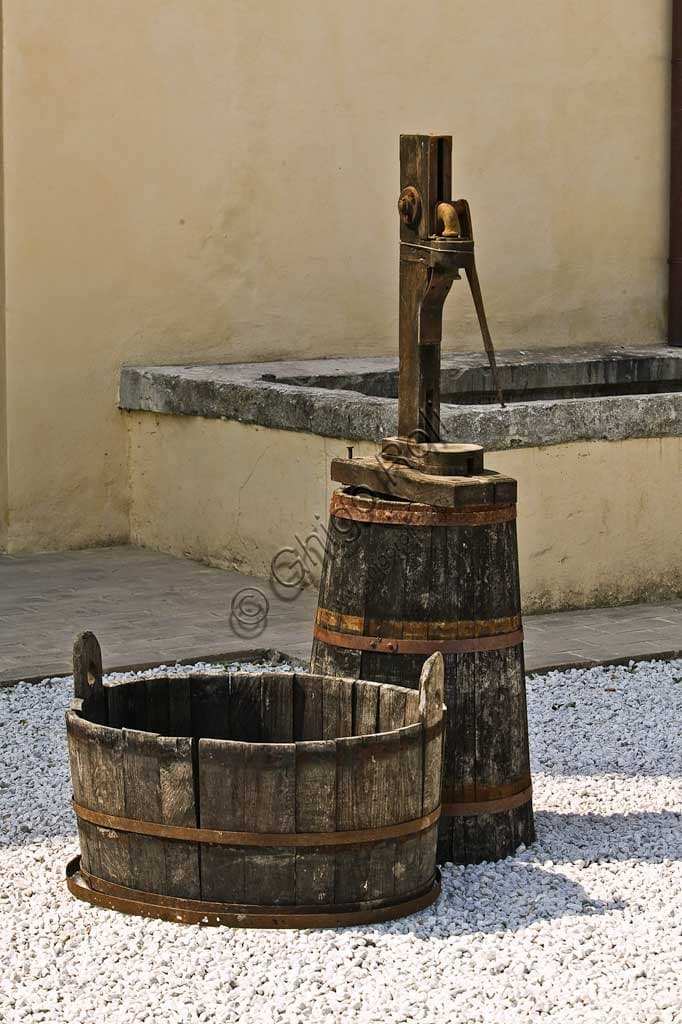 Stainless steel and wooden vats at Scacciadiavoli winery in Montefalco for Sagrantino wine production