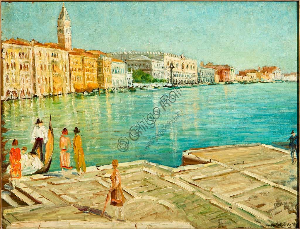 Dipinto Canal Grande Venezia di Tino Pelloni, olio su tela cm 51 x 65,5, Collezione Assicoop-Unipol