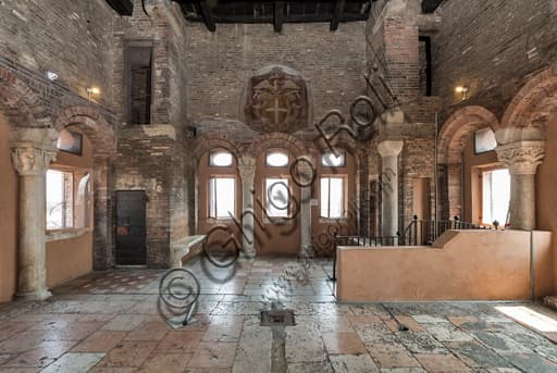 View North wall Torresani Hall, Ghirlandina Tower Modena, works Campionese Masters 12th-13th century