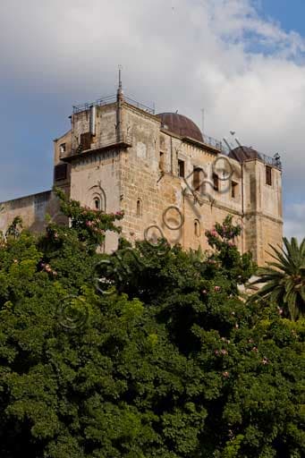 View of the Pisan Tower of the Norman Palace in Palermo, medieval architecture, western perspective