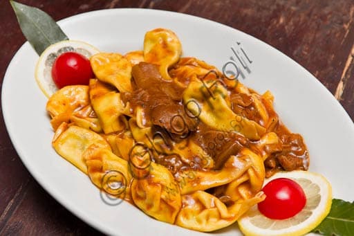 Plate of Porcini mushroom pasta at Osteria La Carrozza in Piacenza