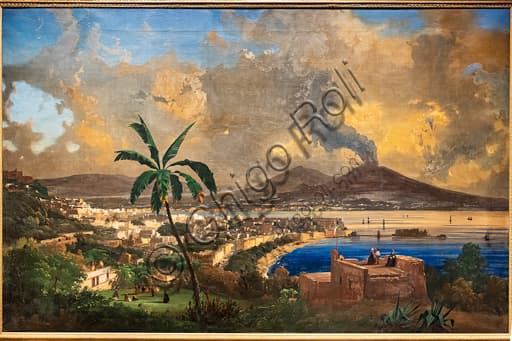 Veduta di Napoli di Ippolito Caffi, olio su tela 1846, Castel dell'Ovo e Vesuvio