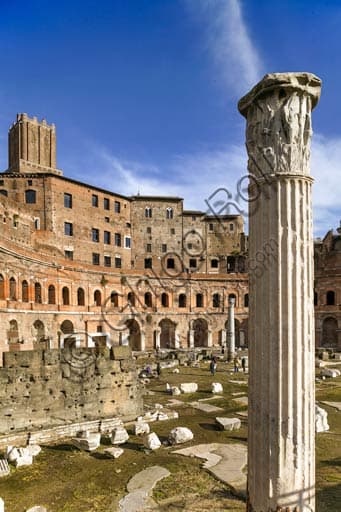 Architectural view of the hemicycle of Trajan's Market, complex in the Roman Forum, Rome