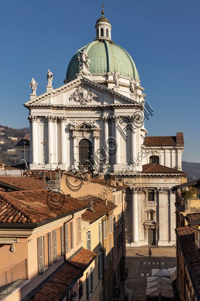 Panoramic view of Brescia city with the Baroque-style New Cathedral in the background