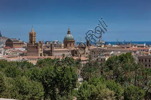 Panorama di Palermo con vista sulla Cattedrale dalla Torre di Porta Nuova, Sicilia