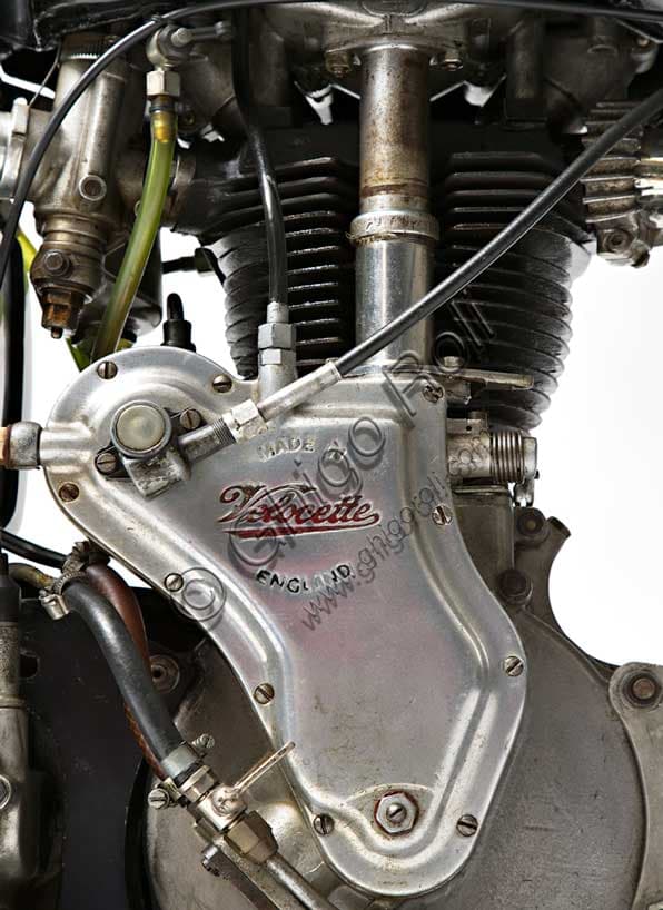 Restored single cylinder engine of the vintage 1938 Velocette GP MSS 500 motorbike