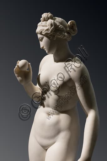 Detail of the Victorious Venus Carrara marble sculpture by Bertel Thorvaldsen, neoclassical art