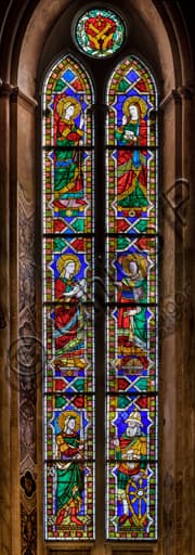 Stained glass window Bardi Chapel, Basilica of Santa Croce Florence, drawings Jacopo del Casentino