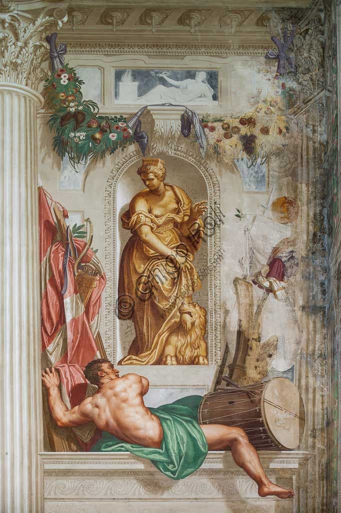 Detail fresco Scipio's Clemency, Giovanni Battista Zelotti, Villa Emo Fanzolo