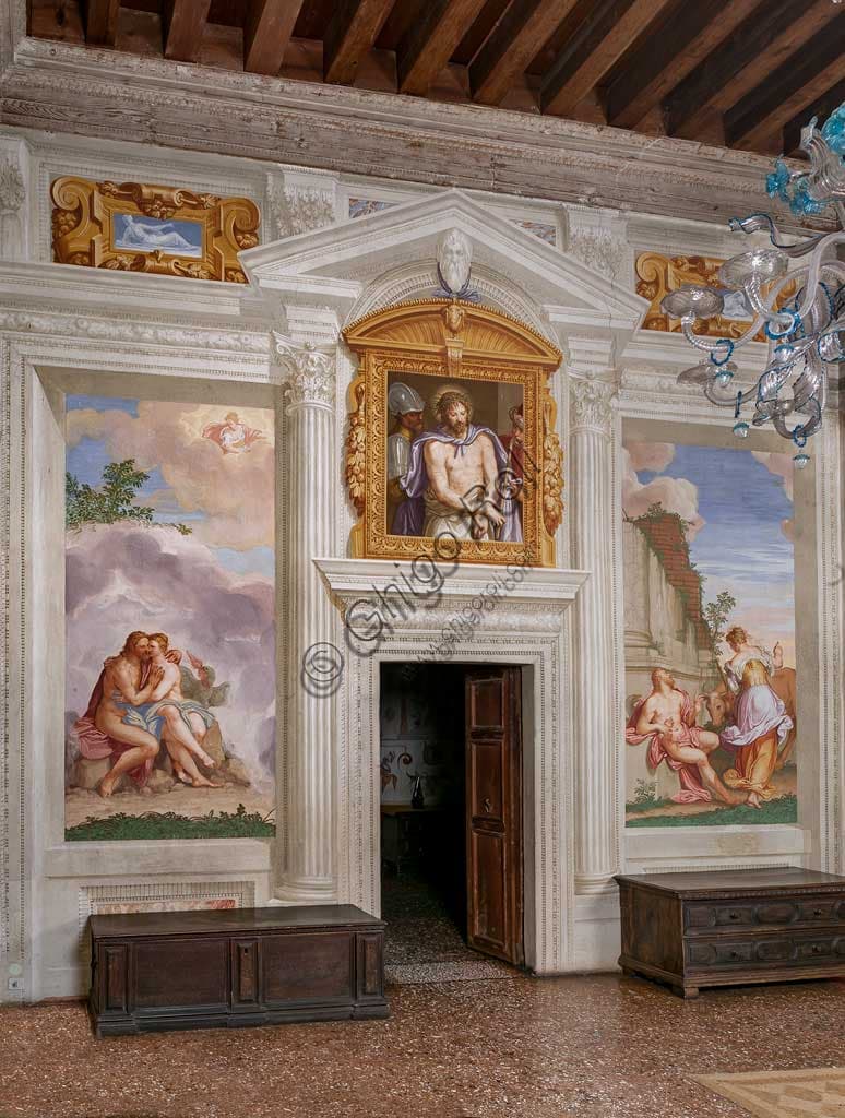 Giovanni Battista Zelotti fresco at Villa Emo Fanzolo depicting Jupiter and Io with other mythological and allegorical scenes.
