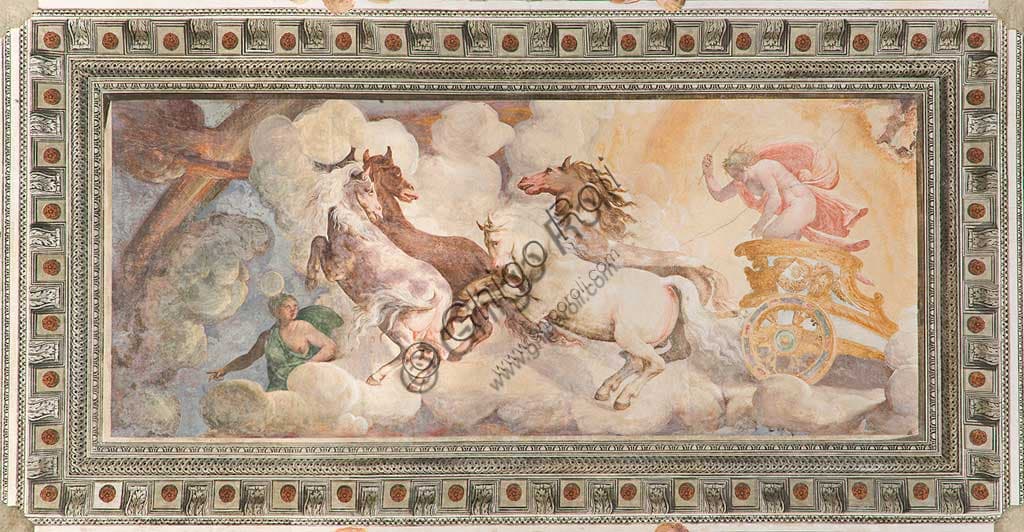 Fresco of the Chariot of the Sun driven by Apollo, vault of the loggia in Villa Pallavicino delle Peschiere, Genoa