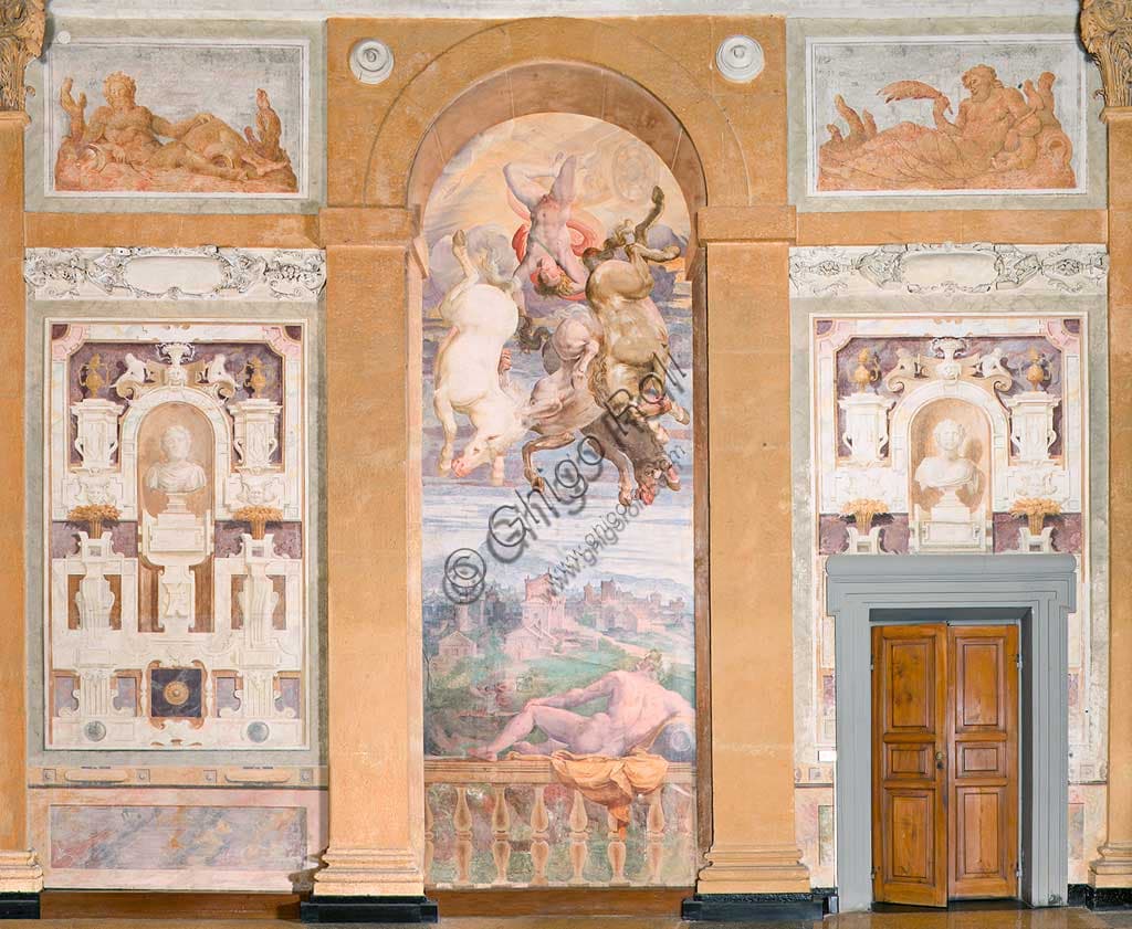 Fresco of the Chariot of the Sun driven by Apollo diving, Apollo loggia, Villa Pallavicino delle Peschiere, Genoa, by Luca Cambiaso