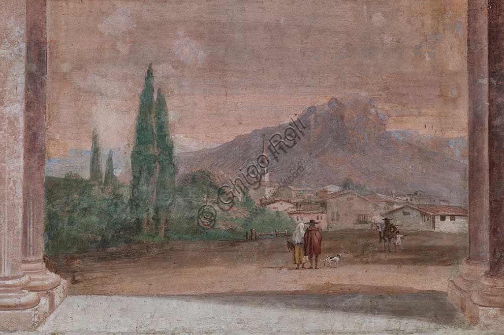 Giandomenico Tiepolo fresco Cupid Venetian landscape, Villa Valmarana ai Nani Vicenza Italy