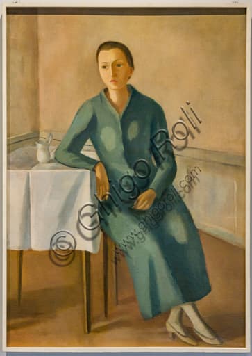 Solitary Woman painting by Virgilio Guidi, 1938, oil on board, Museo Novecento Florence