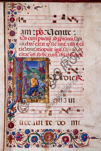 Vision of Jeremias illuminated page by Guidoccio Cozzarelli - Piccolomini Library Choir Book manuscript