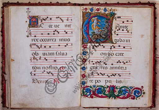 Vision of Joel illuminated manuscript miniature by Liberale da Verona in the Piccolomini Library choir book