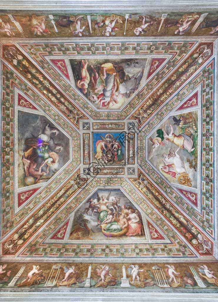 Ceiling fresco of the Aurora Hall, Estense Castle Ferrara, depicting Cronus and the allegories of Day, Night, Dawn and Sunset