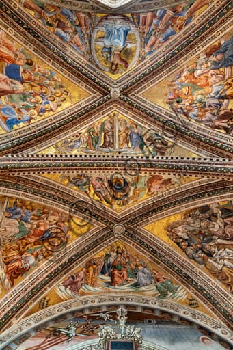 Frescoes on the vault of the St. Brizio Chapel in Orvieto Cathedral, Italy, by Beato Angelico and Luca Signorelli