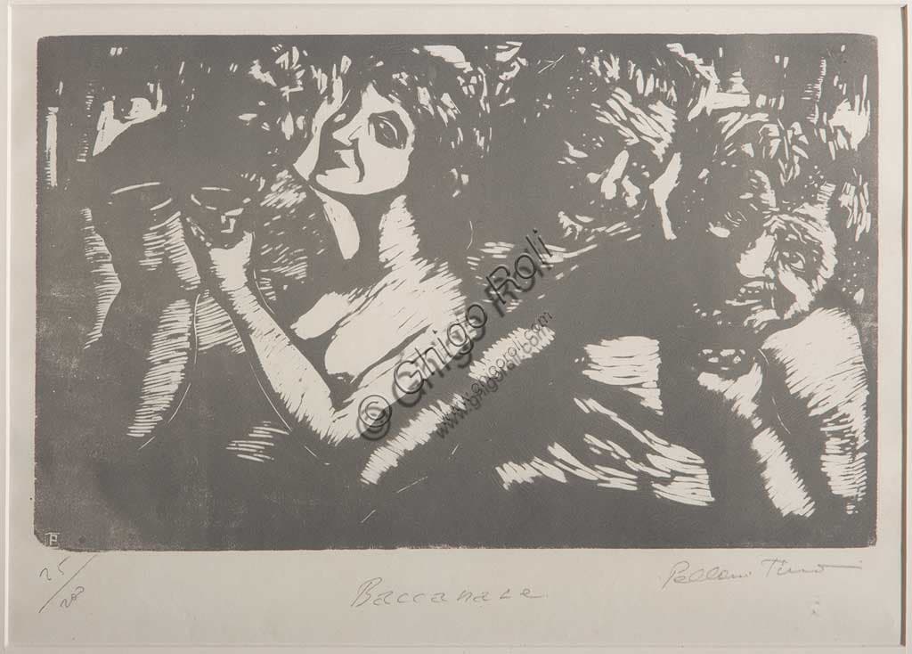 Xilografia Baccanale di Tino Pelloni, opera d'arte su carta della Collezione Assicoop-Unipol