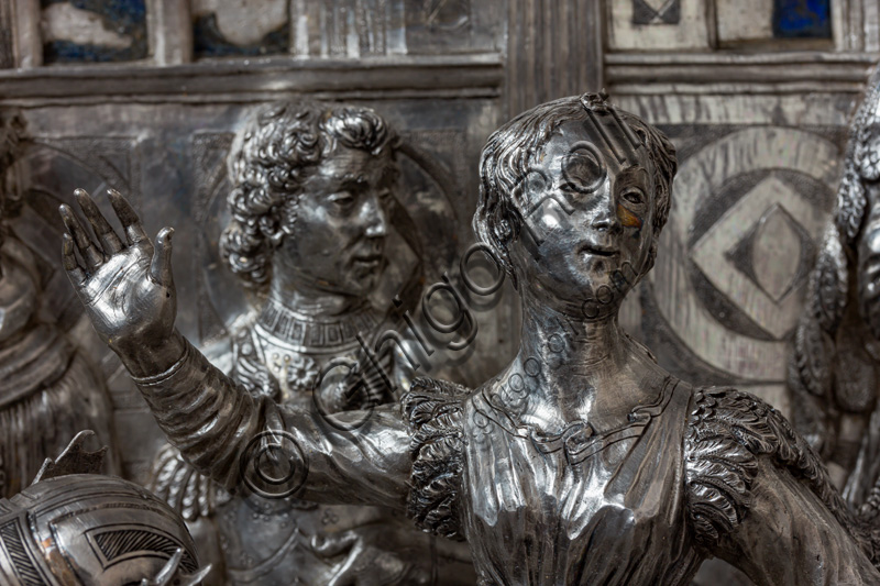 “Herod's banquet and Salomè's dance”, by Antonio di Salvi and Francesco di Giovanni.Tile of “The Silver Altar of St. John's Treasure” (1367 - 1483), Museum of the Opera del Duomo (Museum of Florence Cathedral of Santa Maria del Fiore), Florence.Detail with dancer.