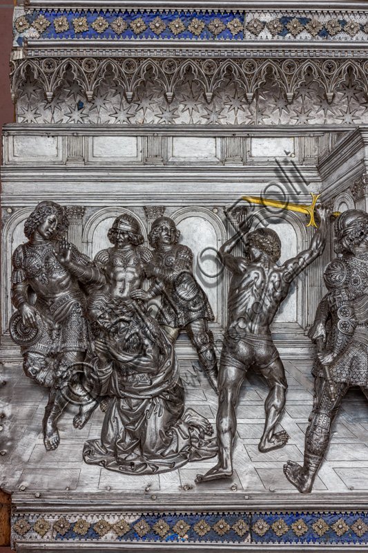 “The beheading of St. John the Baptist”, by Andrea del Verrocchio.Tile of “The Silver Altar of St. John's Treasure” (1367 - 1483), Museum of the Opera del Duomo (Museum of Florence Cathedral of Santa Maria del Fiore), Florence.Detail.