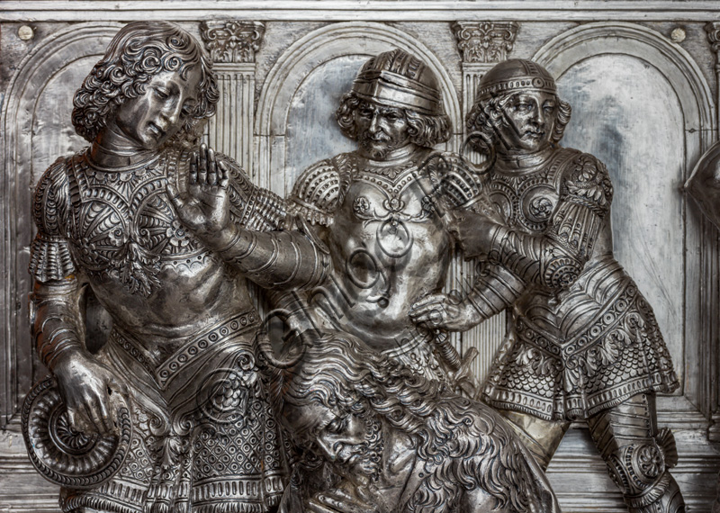 “The beheading of St. John the Baptist”, by Andrea del Verrocchio.Tile of “The Silver Altar of St. John's Treasure” (1367 - 1483), Museum of the Opera del Duomo (Museum of Florence Cathedral of Santa Maria del Fiore), Florence.Detail.