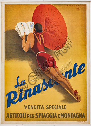 “La Rinascente”, illustrazione per manifesto pubblicitario di Marcello Dudovich, 1929-30, cromolitografia su carta.