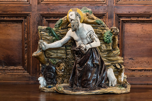  "Penitent St. Jerome in the Desert", by Giovanni Della Robbia's workshop, glazed terracotta, second half of the 15th century - early 16th century.