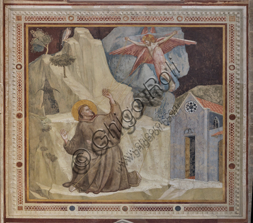 Basilica of the Holy Cross, transept, external part of the Bardi Chapel: "St. Francis and the Stigmata", (1320 - 1325)  by Giotto.