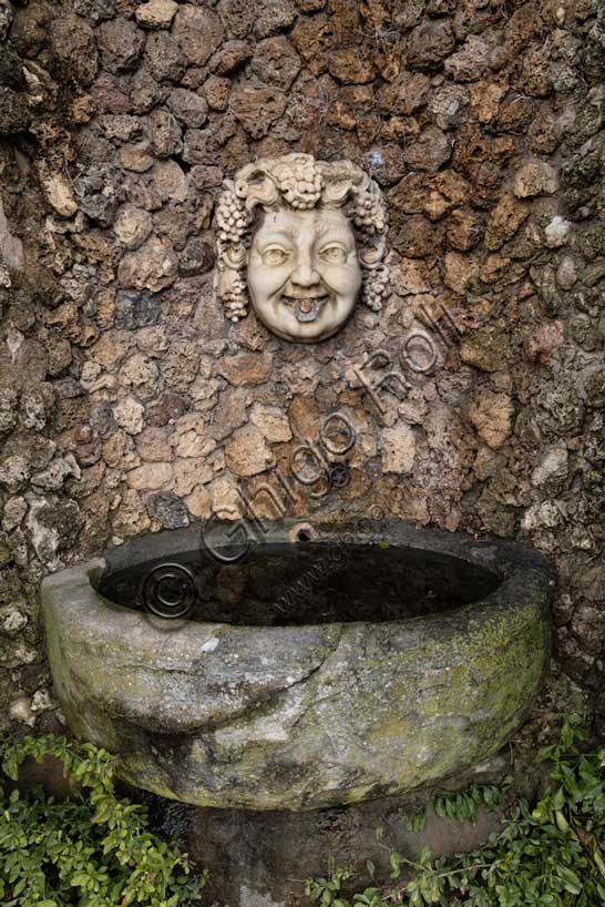 Medici Villa La Petraia:  a fountain with the face of Bacchus.