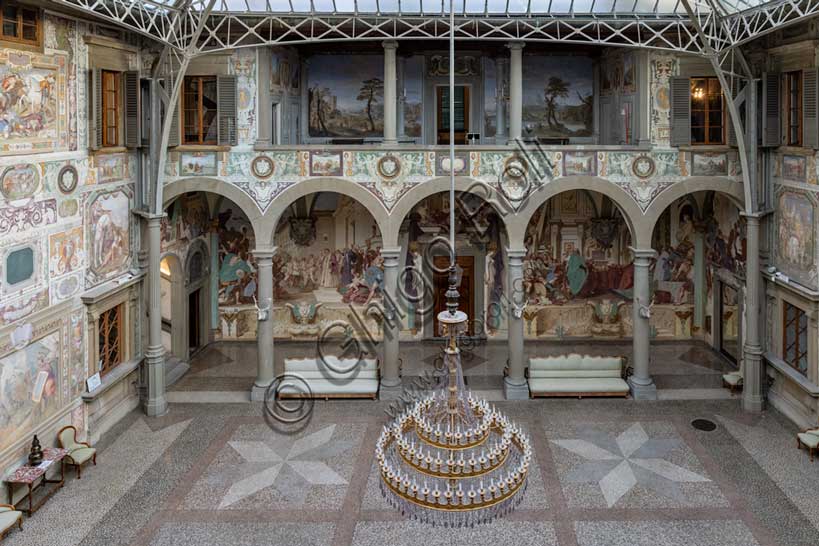 Medici Villa La Petraia: view of the central courtyard, with frescoes by Cosimo Daddi and Volterrano (Baldassarre Franceschini).