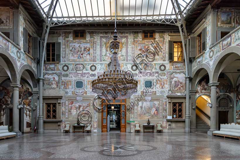 Medici Villa La Petraia: view of the central courtyard, with frescoes by Cosimo Daddi and Volterrano (Baldassarre Franceschini).